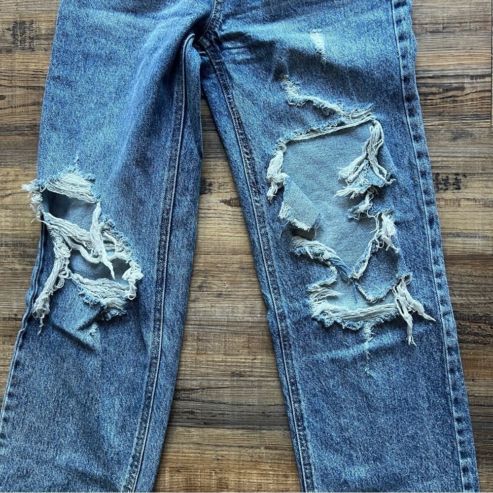 Pacsun Womens 90’s Boyfriend Denim Ripped Distressed Jeans Sz 24 Light Wash Blue - Picture 6 of 12